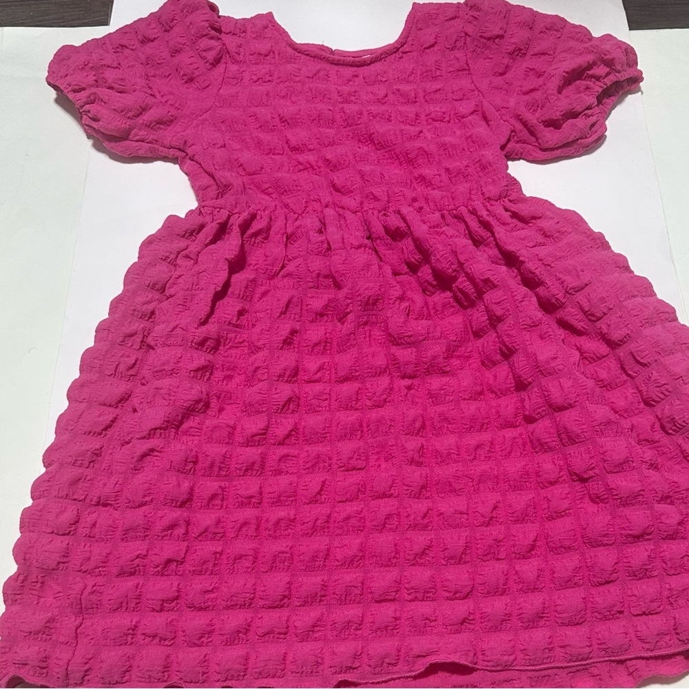 Girls, hot pink, short sleeve dress
